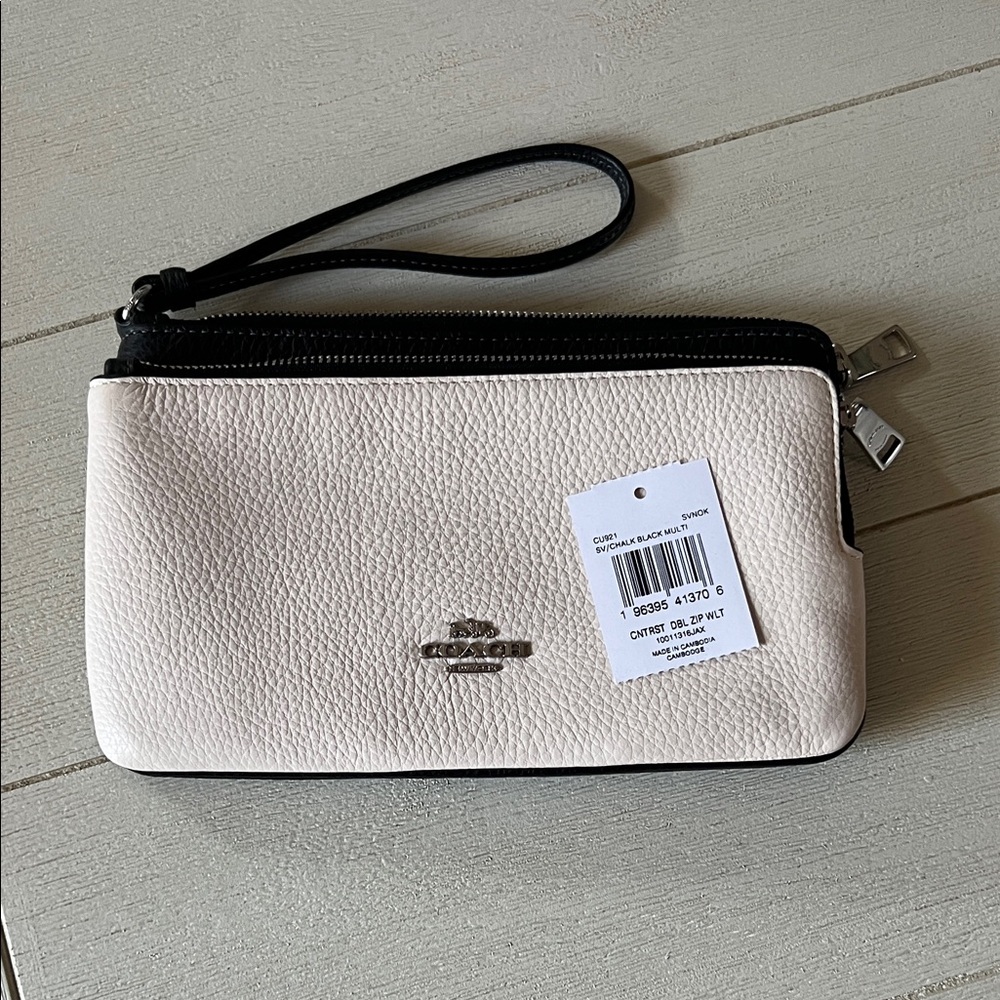 Coach White and Black Wristlet